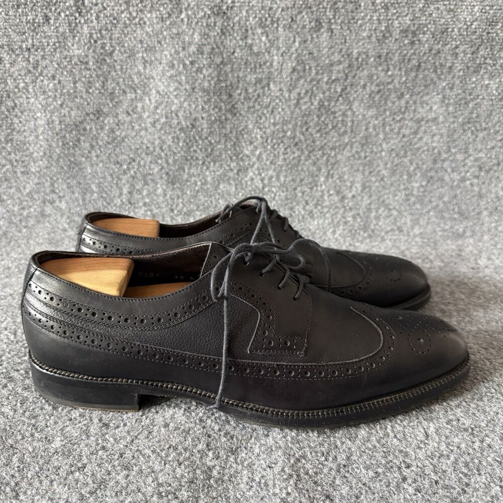 Bruno Magli Black Leather Wingtip Brogue Oxford Dress Shoes 12 M Preppy Classic